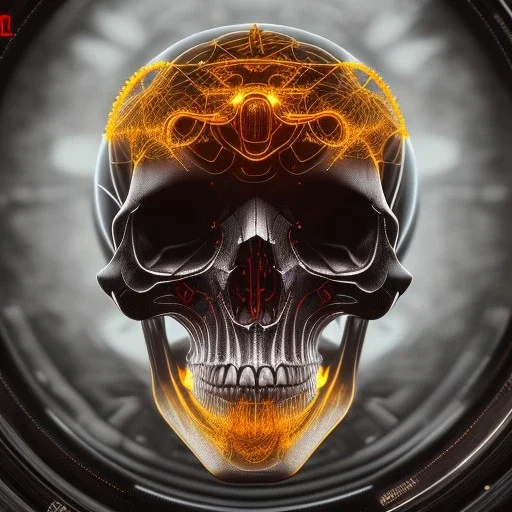 cyberpunk style ink ball skull picture in detailed tecnomancer frame, big black eyes, unreal engine 5, 8k resolution, photorealistic, ultra detailed, frame extreme sharp, accurate