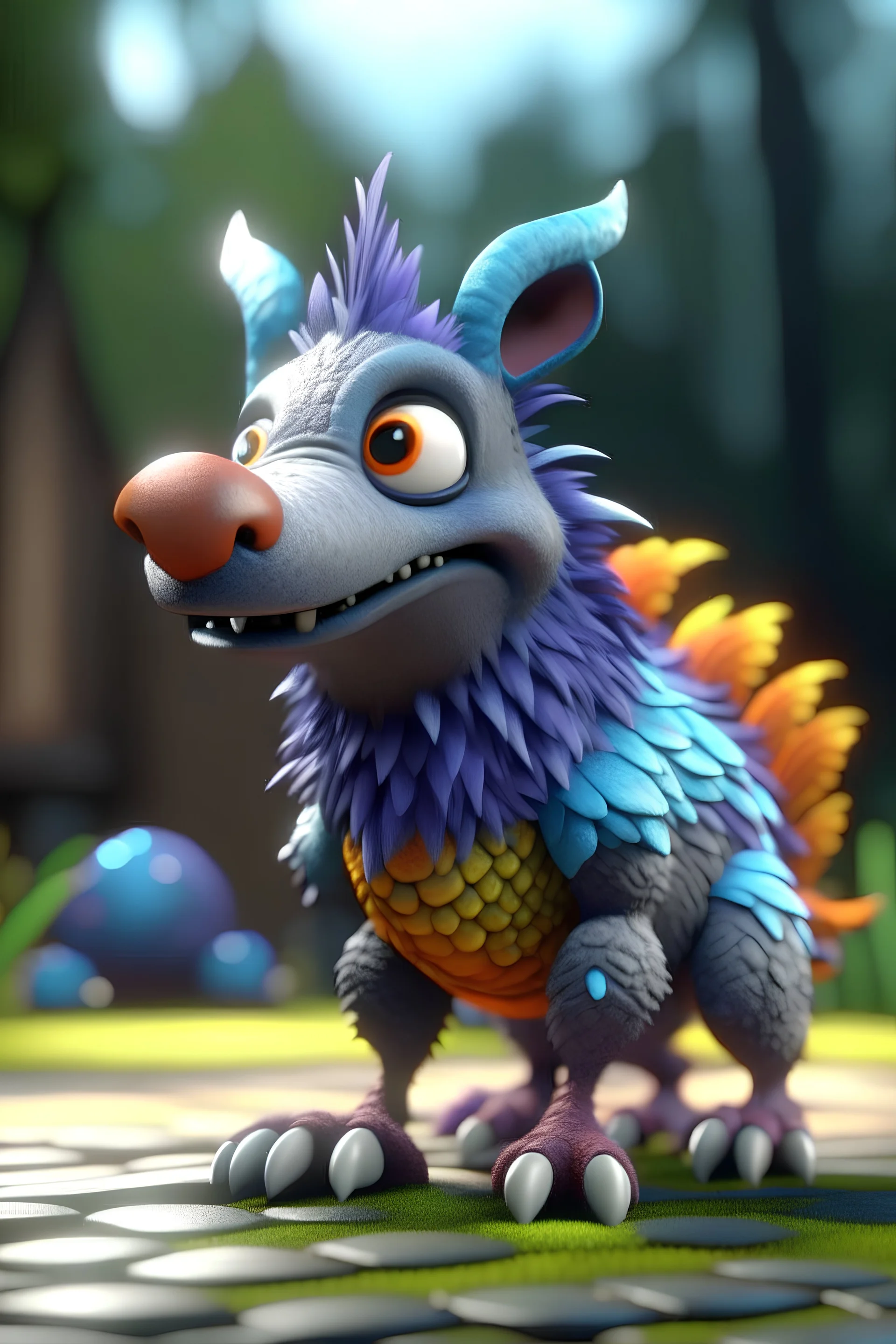 Cartoon wolf chicken cuscus alien hybrid,8k, high detail, smooth render, unreal engine 5, cinema 4d, HDR, dust effect, vivid colors