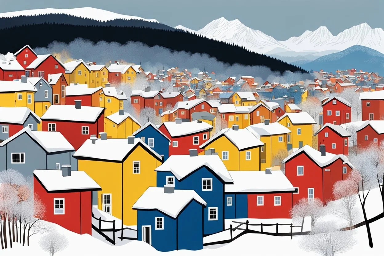 Colorful, compact houses covered the surrounding landscape – bold reds, blues and mustard yellows, offset by duller greys and the small cluster of buildings that marked the city’s center. And behind the small city dramatic mountains, steep and snow-capped. The sun glinted off their icy edges.