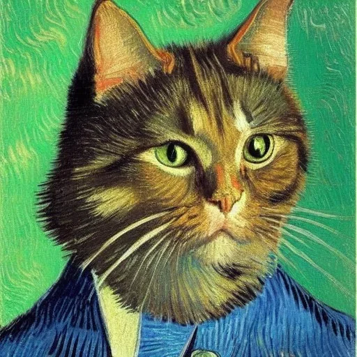 Portrait d'un chat par Van Gogh