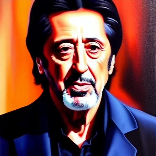 Ultra detailed fullbody Portrait in oil on canvas of Al Pacino,extremely detailed digital painting, extremely detailed face, crystal clear eyes, mystical colors ,perfectly centered image, perfect composition, rim light, beautiful lighting,masterpiece ,16k, stunning scene, raytracing, anatomically correct, in the style of Simon Bisley and Seung Eun Kim and Steve Jung Jeehyung Lee and uncannyknack.