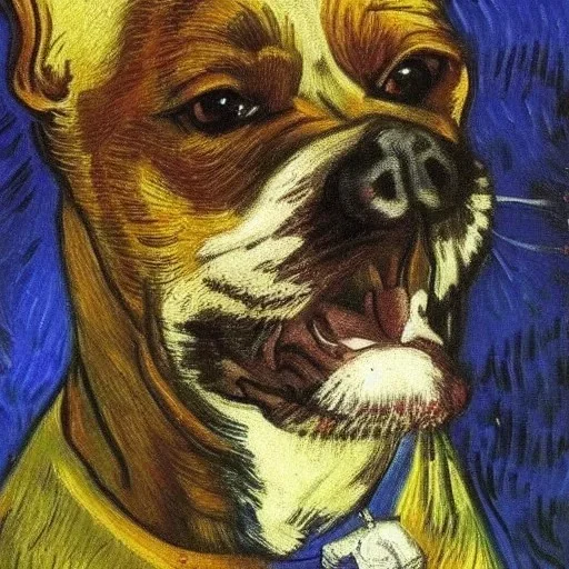 Portrait of a crazy dog by Van Gogh