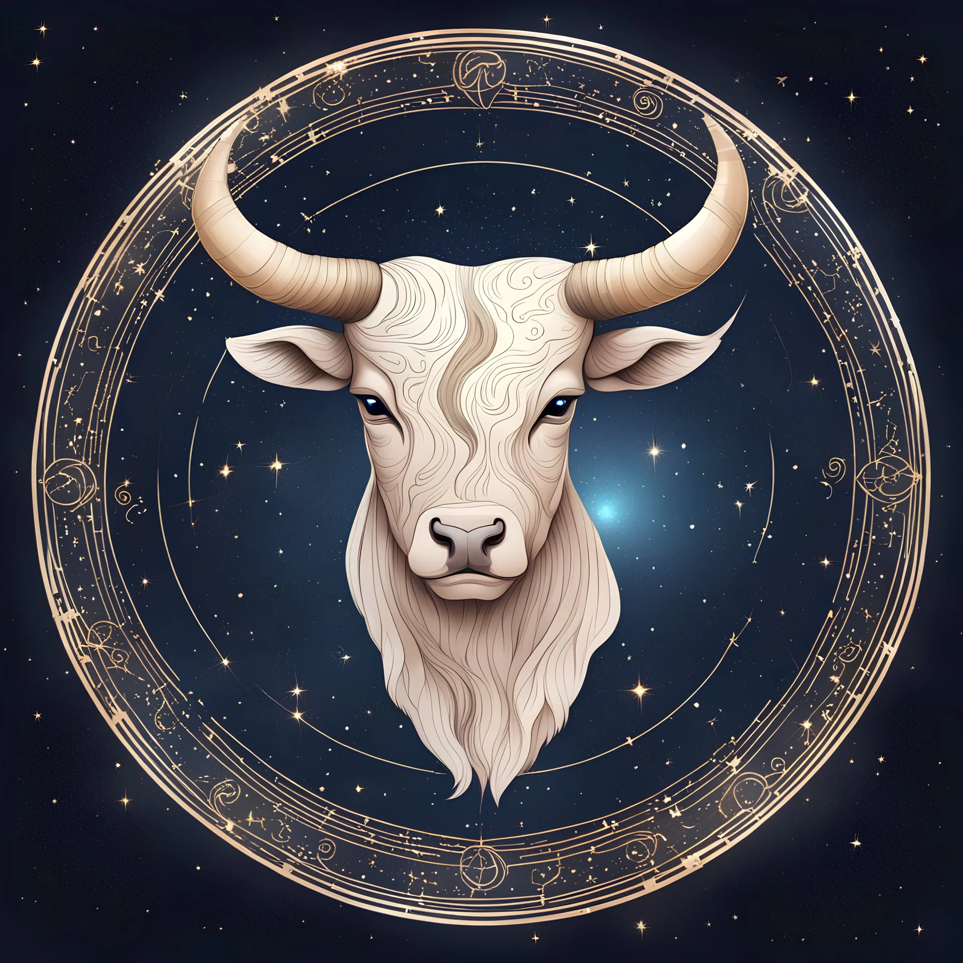 zodiac Taurus astrological sign, detailed background with stellar constellations, digital art, vector style, isolated in white background.