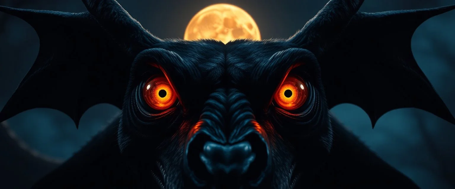 eyes of dracula bat hound with the moon as the pupils