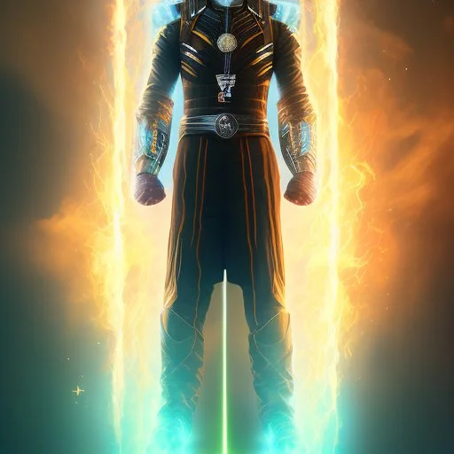 A commander wearing a matte black helmet with flaming eyes with flaming light blue pupils Two infinity gauntlets contain six infinity stones, one of which is made with nano In the hands of a powerful man walking