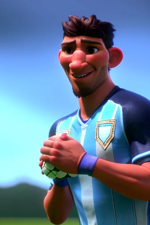 Realistic de maria Argentina soccer player Portrait, mid shot view, epic, god lights, concept art, art station, 3d, photo studio, blue clean background, unreal engine 5, ray tracing, RTX, lumen lighting, ultra detail, volumetric lighting.