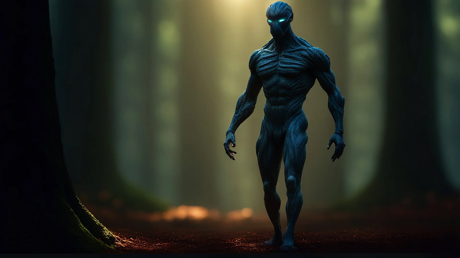 photoreal ultra realistic full body shot of the forever forward walking masked gargantuan muscular melting radiating godlike translucent alien sylvan tree warrior morphing and changing to leaves while walking from the forest glade at glowing dawn, otherworldly creature, in the style of fantasy movies, photorealistic, bokeh masterpiece smooth shading, ultra detailed, high resolution, cinematic, unreal 6, subtle shadows, octane render, 8k, cinema 4d, HDR, dust effect, vivid colors