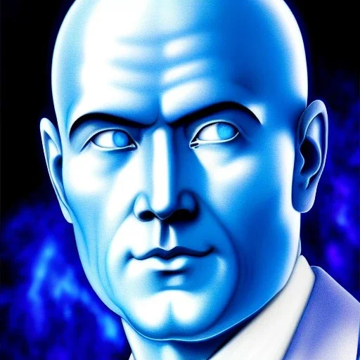 ultra detailed fullbody portrait of Doctor Manhattan , extremely detailed digital painting, intrincate, extremely detailed face,crystal clear Big eyes, in the style of Niriyoshi Ohrai, mystical colors , perfectly centered image, perfect composition, rim light, beautiful lighting, 8k, stunning scene, raytracing