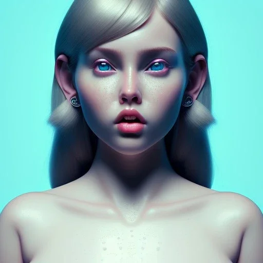 symmetrical isometric clean art of super fat girl, full wet lips, soft lighting, soft shadows, soft pastel gradients, high definition, 3d icon clay render, blender 3d, studio lighting, god rays, octane render, unreal engine 5