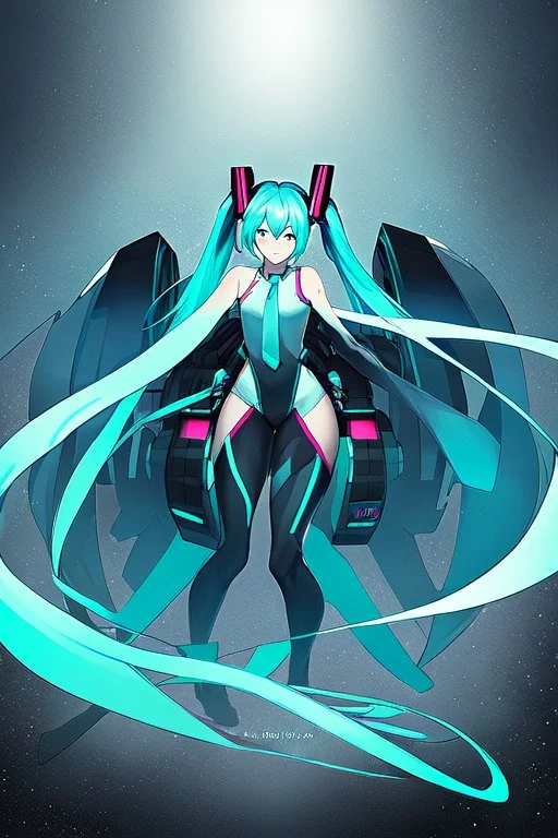 hatsune miku with big weapons