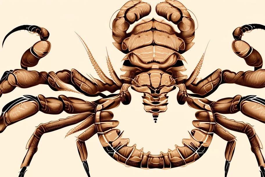 Detailed, illustration, realistic, symmetrical, scorpion, realistic.
