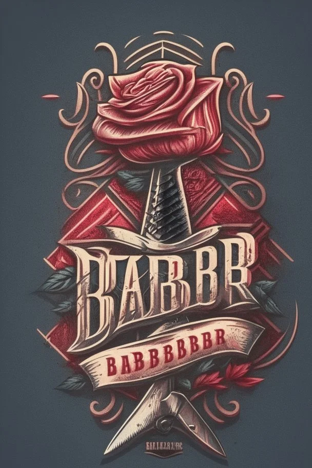 rose mit rasiermesser, haarschneidemaschine und diamant über schriftzug,firmenlogo für friseur barber, name soll SAMO THE BARBER sein, high quality, logo, graffitidesign, symmetrisch, 4k, retro, gentleman