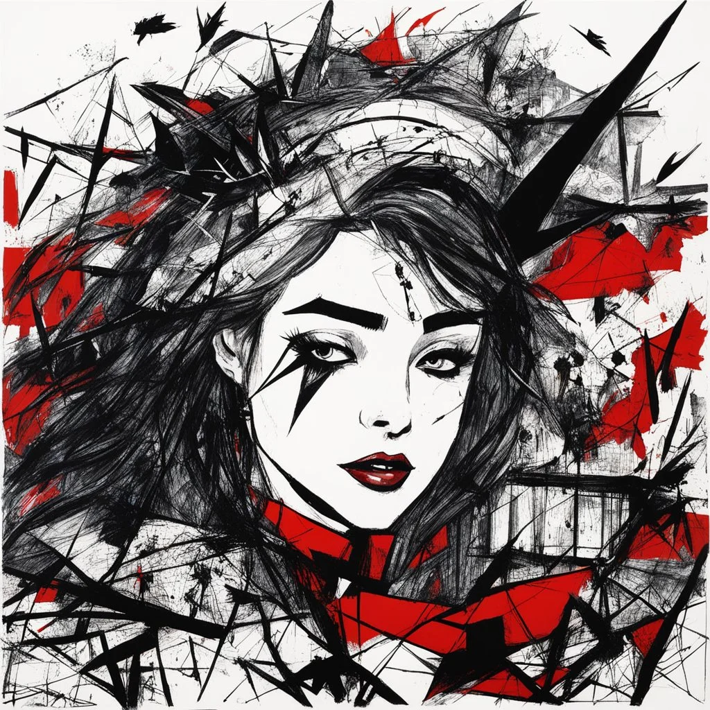 an illustration for the comic "she is the Devil" by Jean-Paul Riopelle