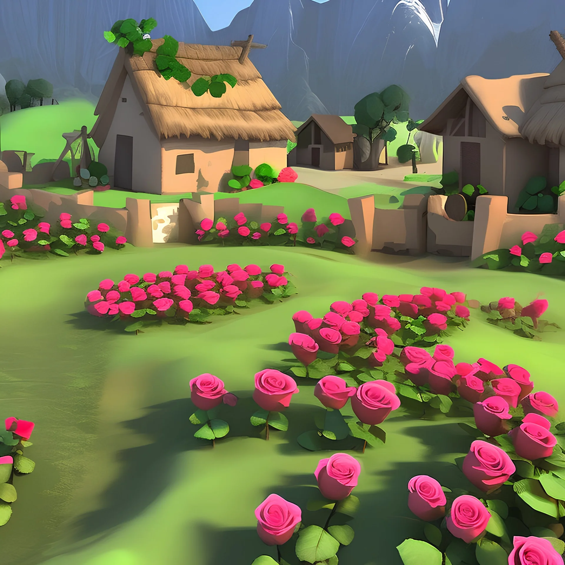 Picture of a simple medevial village that likes roses