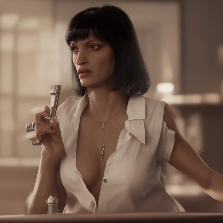 only one character, mia wallace, uma thurman, Pulp Fiction movie, scene.