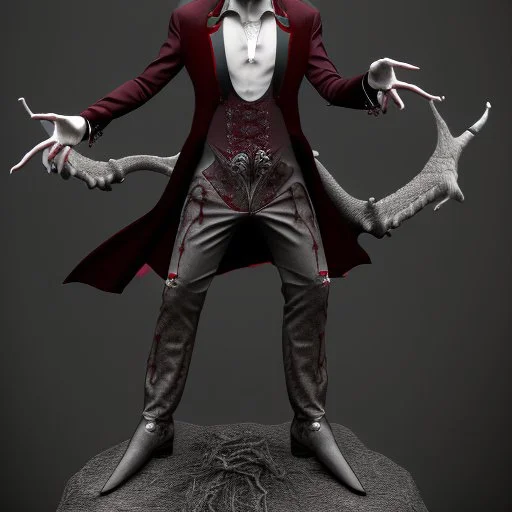 a vampire with arms outstretched viewed from the side photorealistic