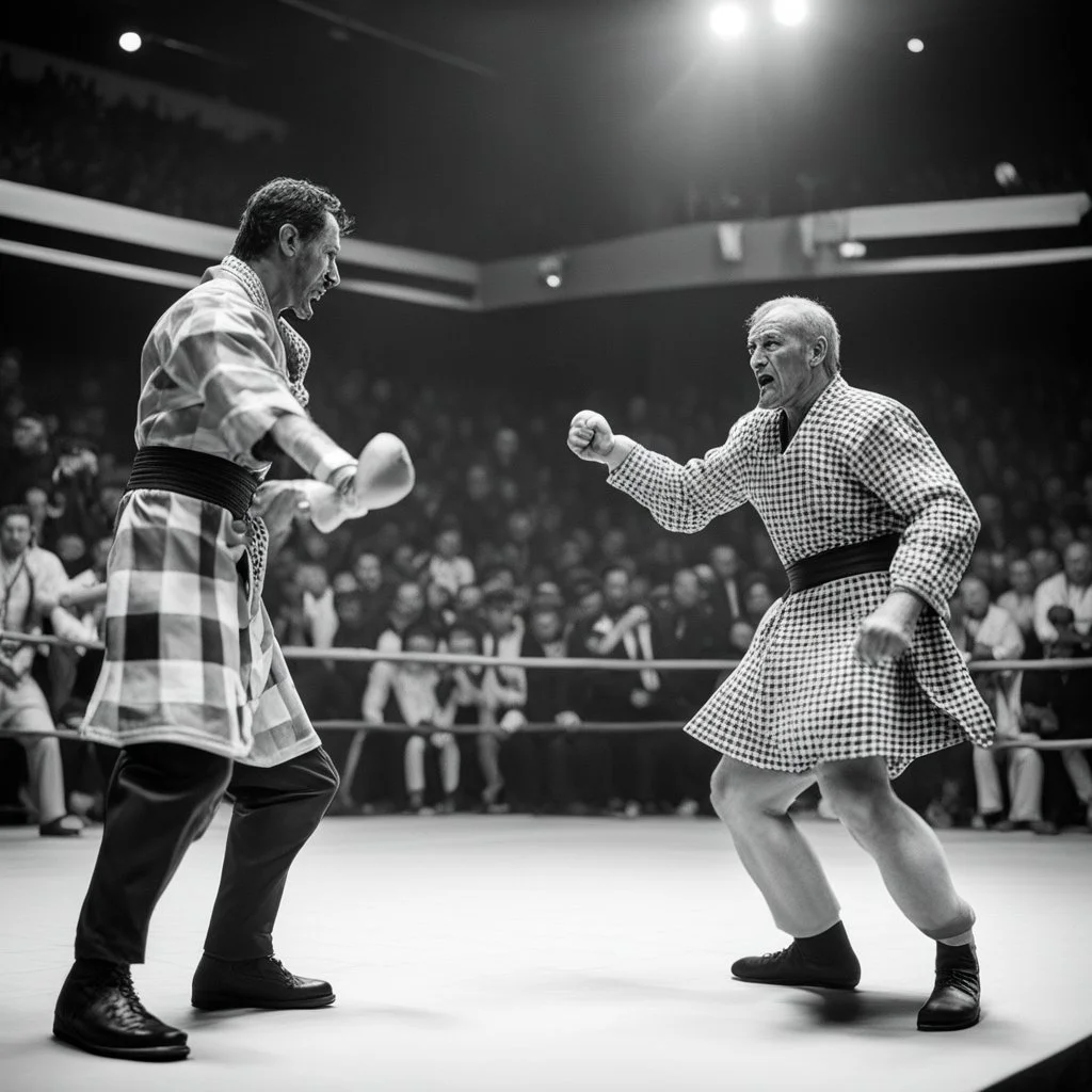 As the crowd roars with anticipation, Gingham Printed squares off against his opponent, a seasoned veteran with a reputation for crushing his adversaries with ruthless efficiency. The air crackles with tension as the two fighters exchange icy glares, each seeking to unravel the other's strategy before the first bell tolls.