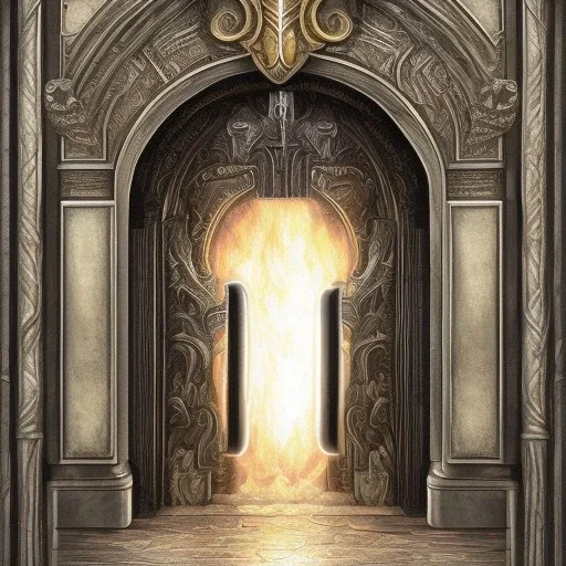 huge open detailed gate to fire hell