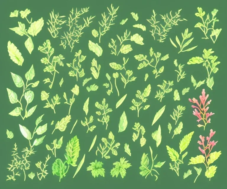 Vector plants and herb set illustration. Watercolor illustration. ขาวพื้นหลัง