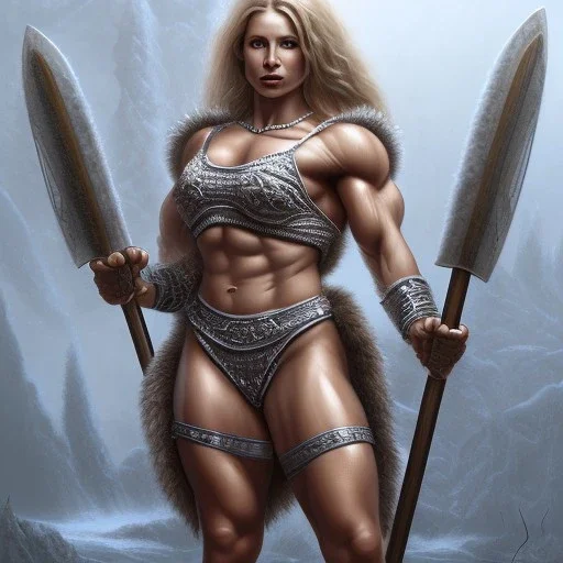 illustration dnd icelandic female bodybuilder barbarian by adrian smith ted nasmith