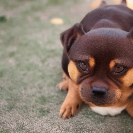 A happy, round, brown dog