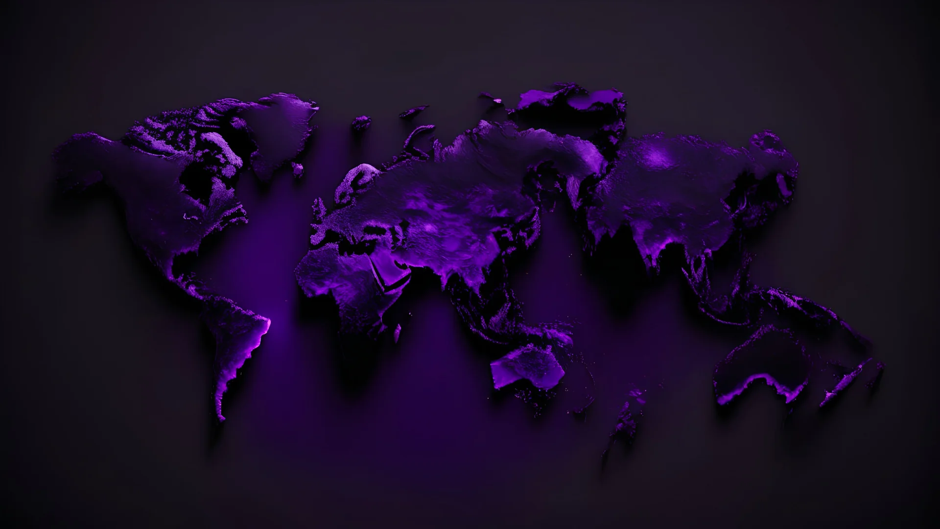 black background, purple continents