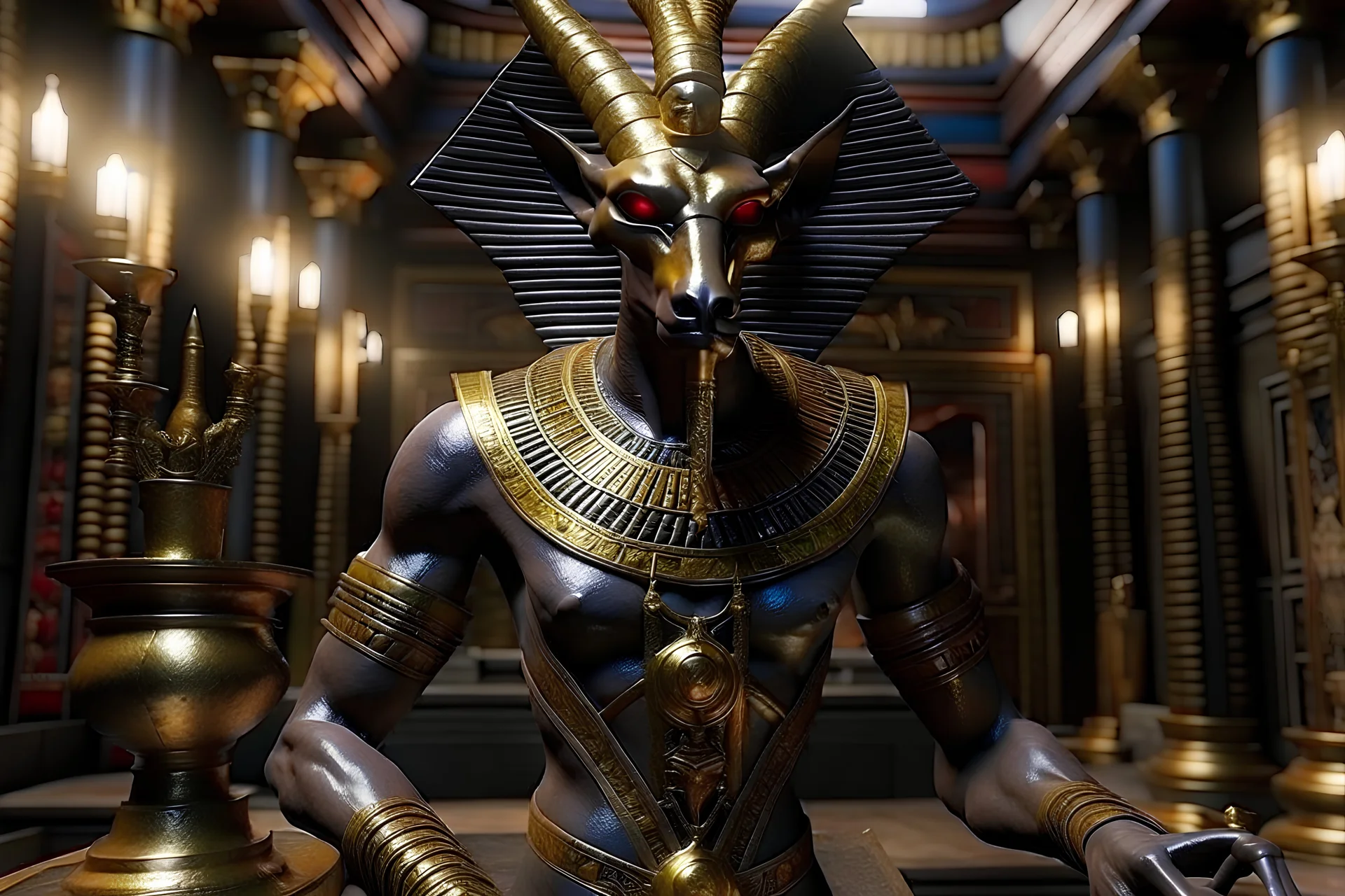 ancient Egypt Design and create a photorealistic image Anubis