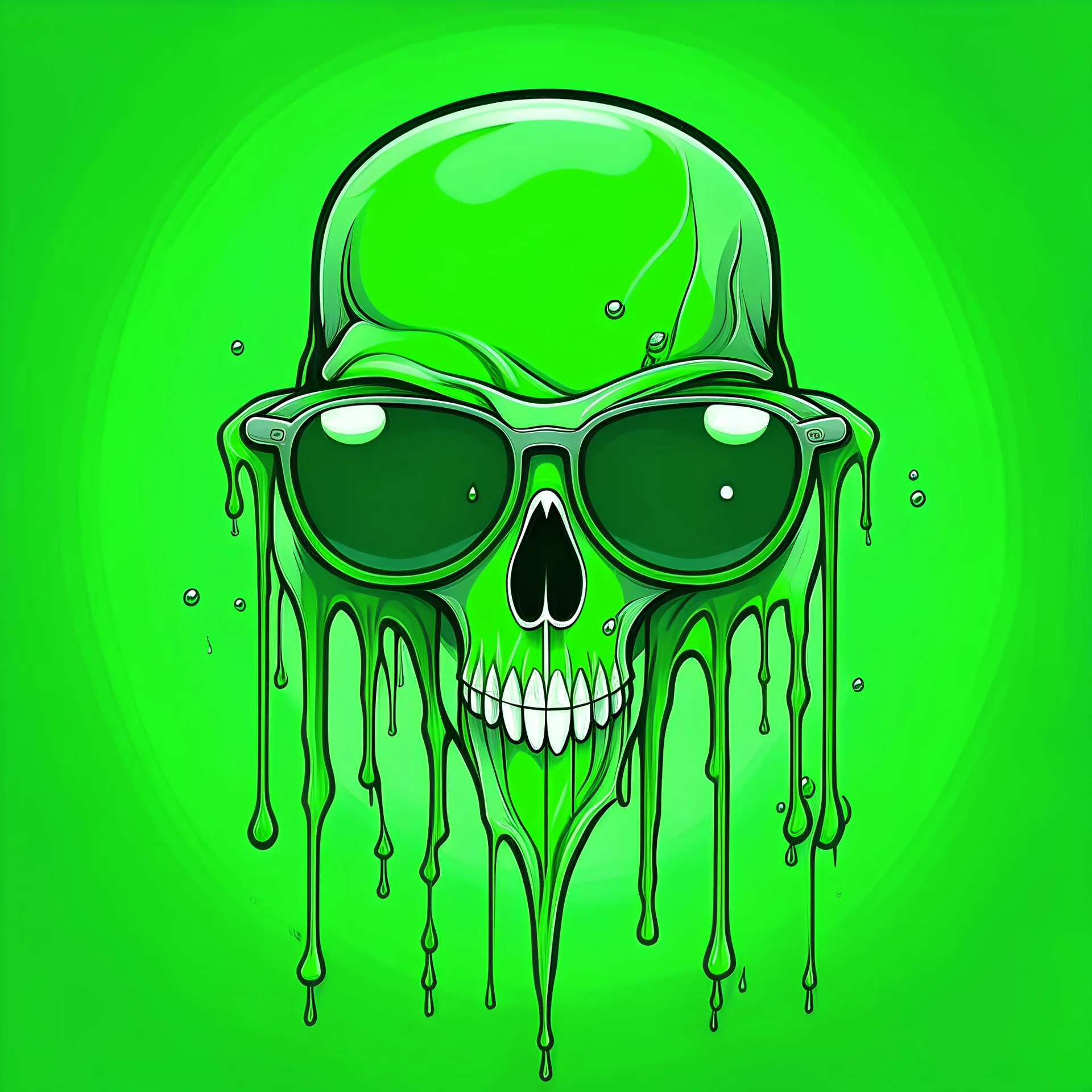 a drawed phantom with sunglasses and green drops