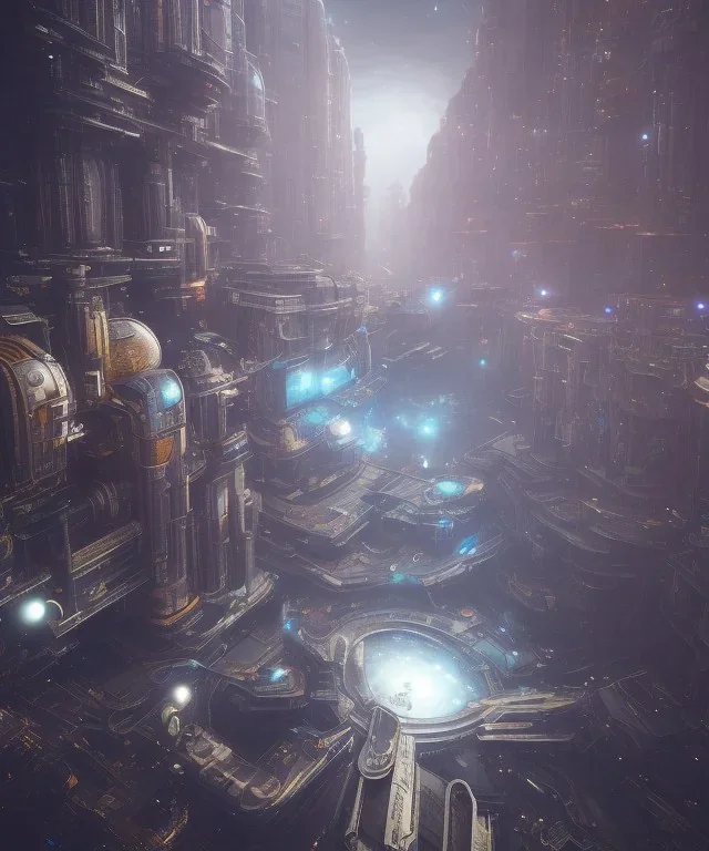 outer space, city, technology, bliss unreal engine, cinematic lighting, octane render