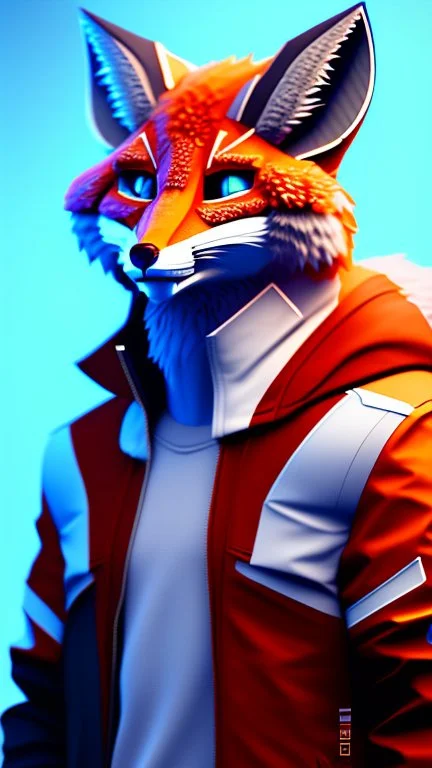 A fox fursona, Trending on artstation, Furry art, Digital art, Cyberpunk, High quality, Backlighting