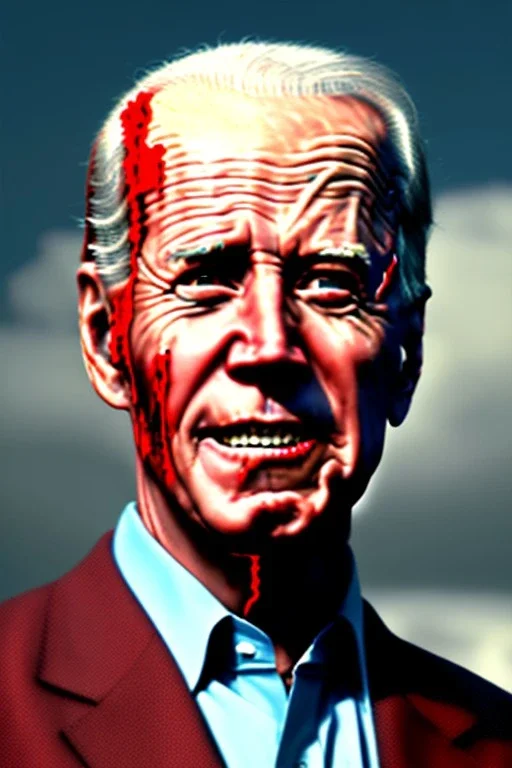 realistic image, joe biden zombie, arm cut and bleeding, night, walking with a limp, waist up view, dark ambient, highly detailed, sky background, concept art, unreal engine 5, god rays, ray tracing, RTX, lumen lighting, ultra detail, volumetric lighting, 3d, finely drawn, high definition, high resolution.