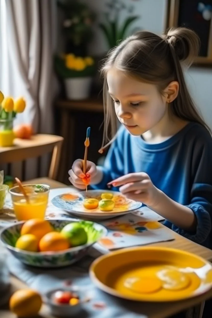 Gadis lukis makanan di rumah