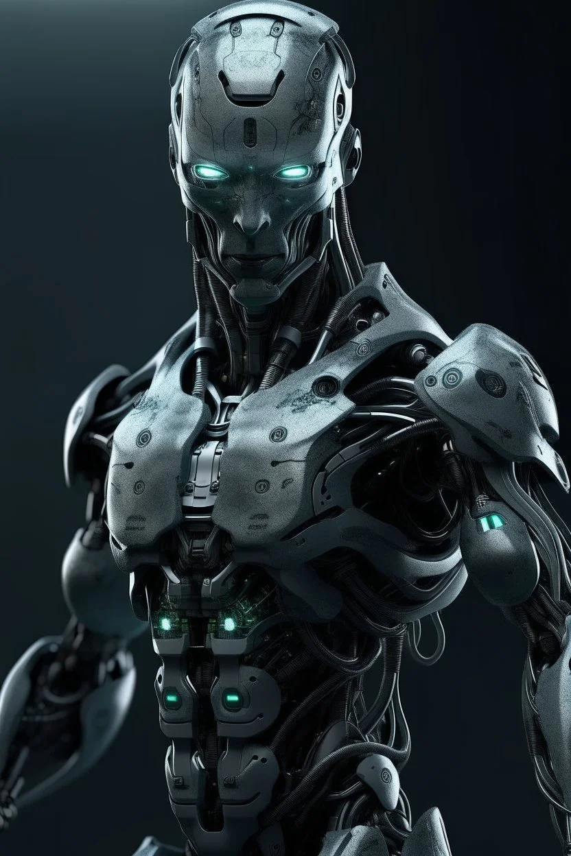 a deadly man cool cyborg that's 100 meters awat looking for humans.
