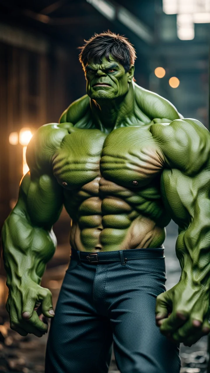 hulk, moody beautiful lighting, best quality, full body portrait, true portrait, complex details, depth of field, fujifilm xt3, outdoor, beautiful lighting, raw image, 8k uhd, film grain, unreal engine 5, ray tracing. Tracks
