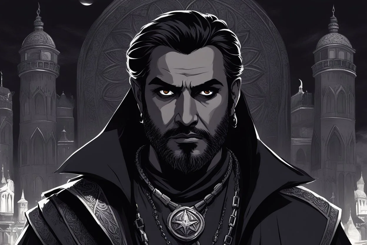 [illustration by H P Lovercraft] Director Asim Kadir, is a chilling figure within the Necronomicon Government of Dark Istanbul, a shadowy regime that thrives on fear and manipulation. With an iron grip over the city, Asim is a master of both political strategy and dark magic, wielding ancient knowledge to maintain control over the populace. His piercing gaze and cold demeanor conceal a mind constantly calculating threats to his power.