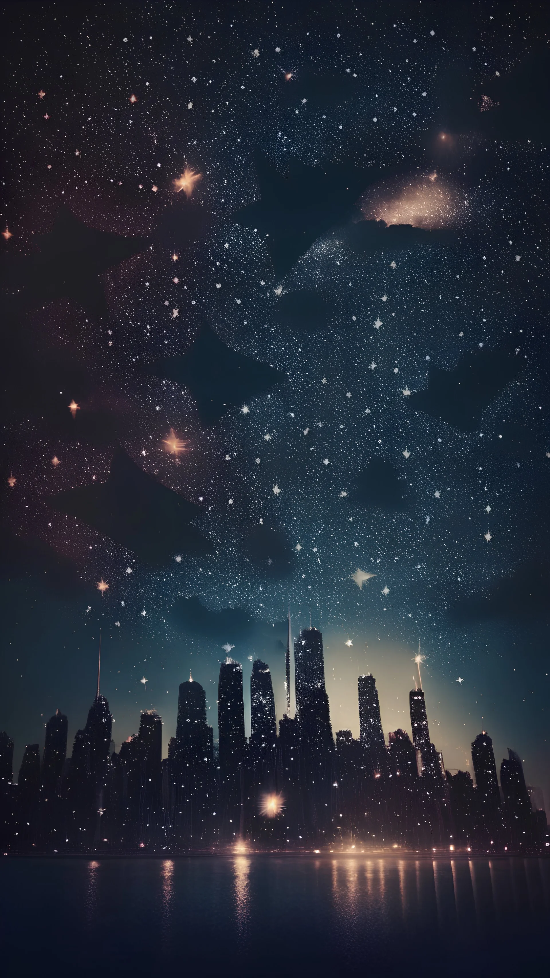 Stars dancing over skyline