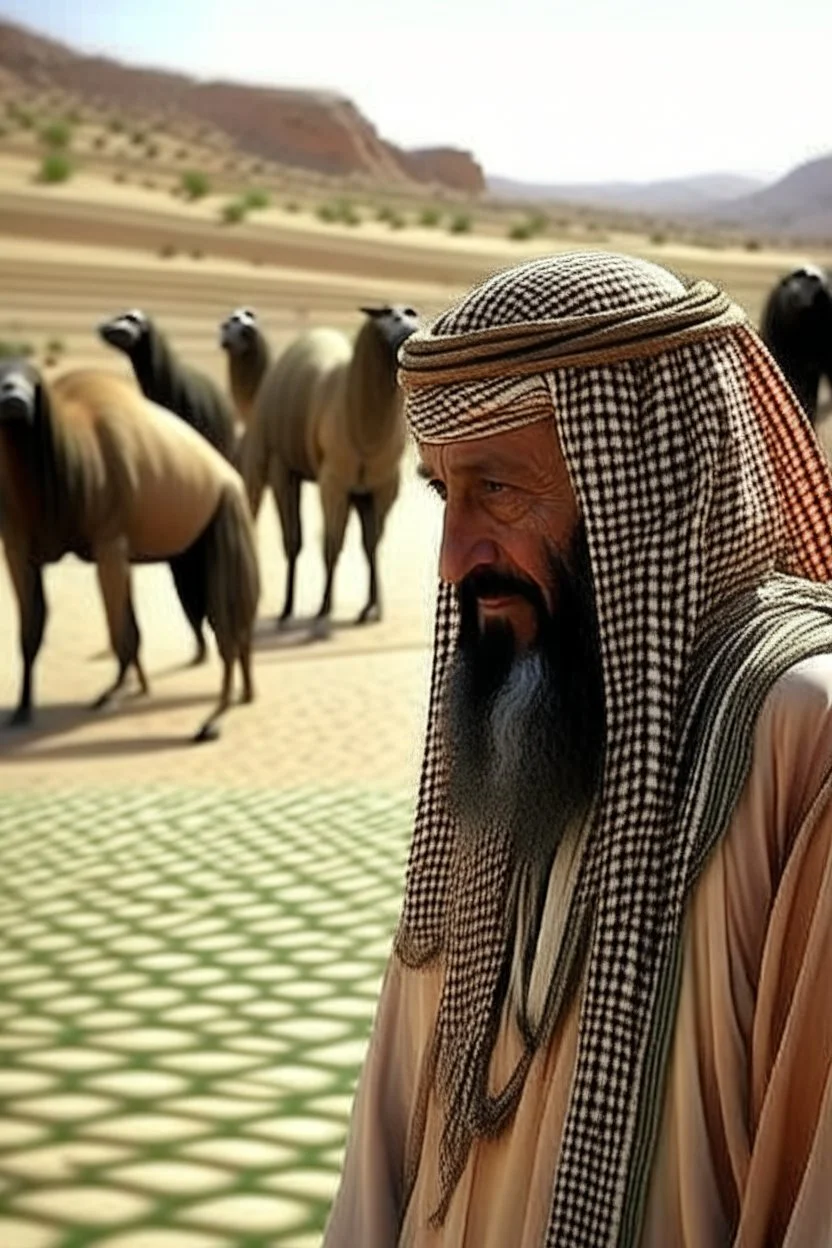 دعة في الصحراء وهو يرعا الجمال