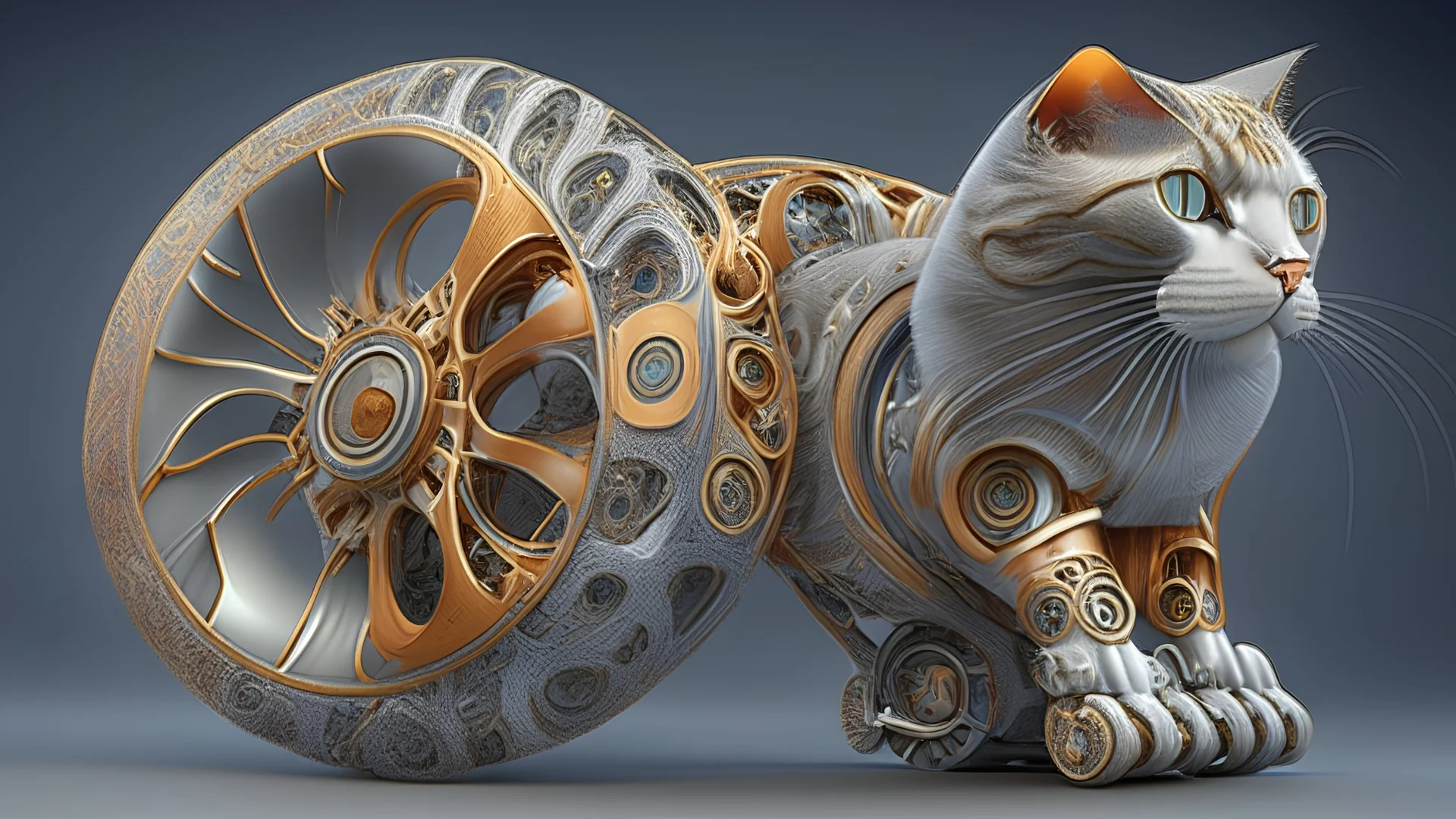 wheel-cat fusion, high details, highly detailed, high resolution