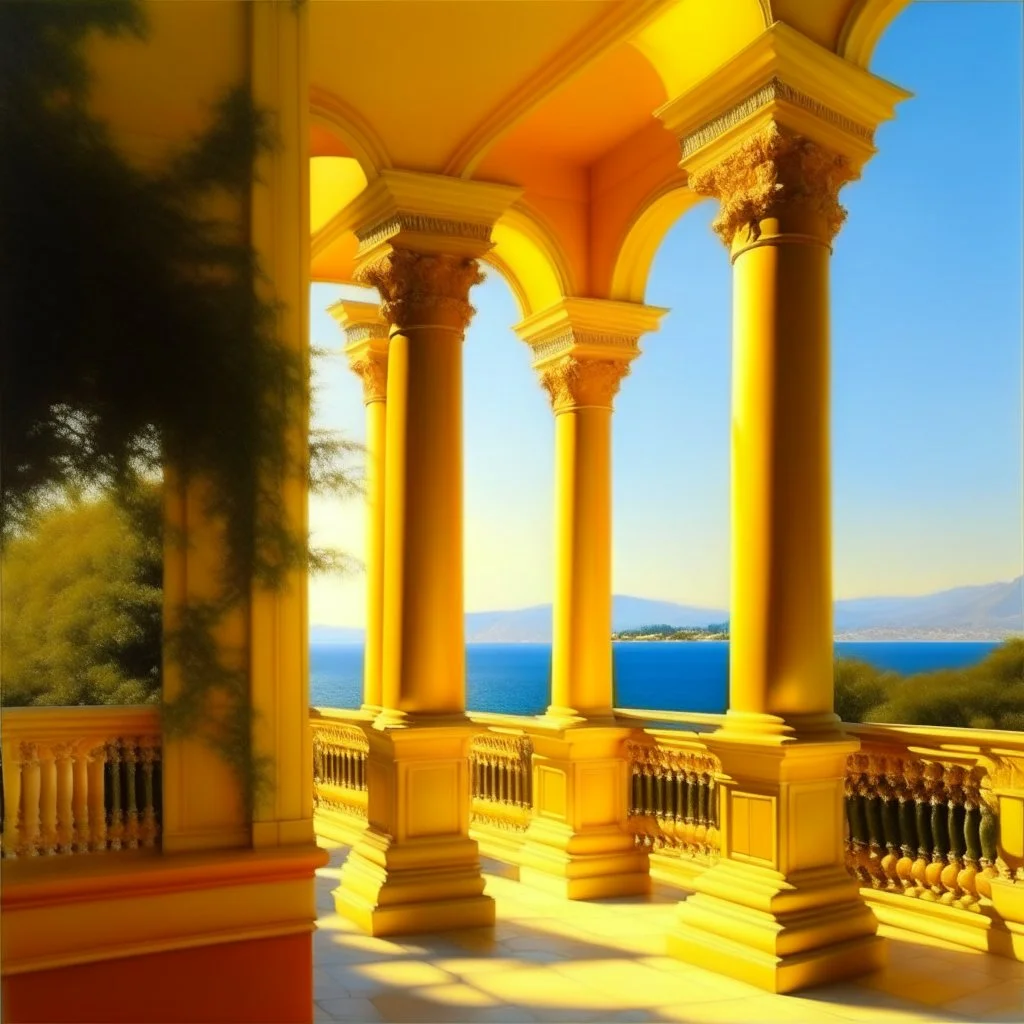 Neoclassicism realistic yellow orange cote d'azur sea