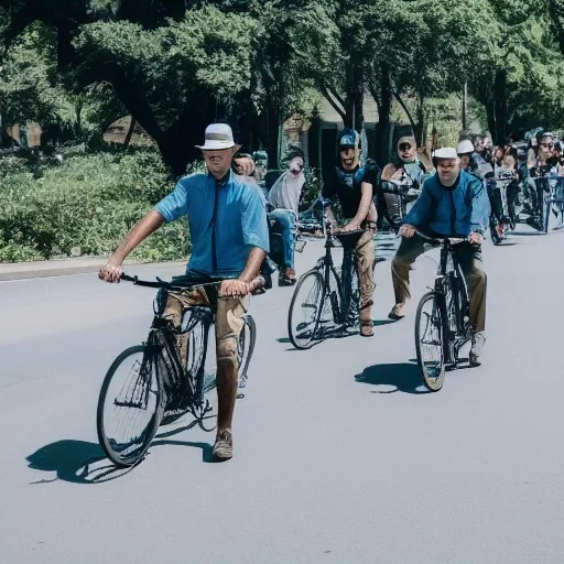 men rideing a bike on blue fire