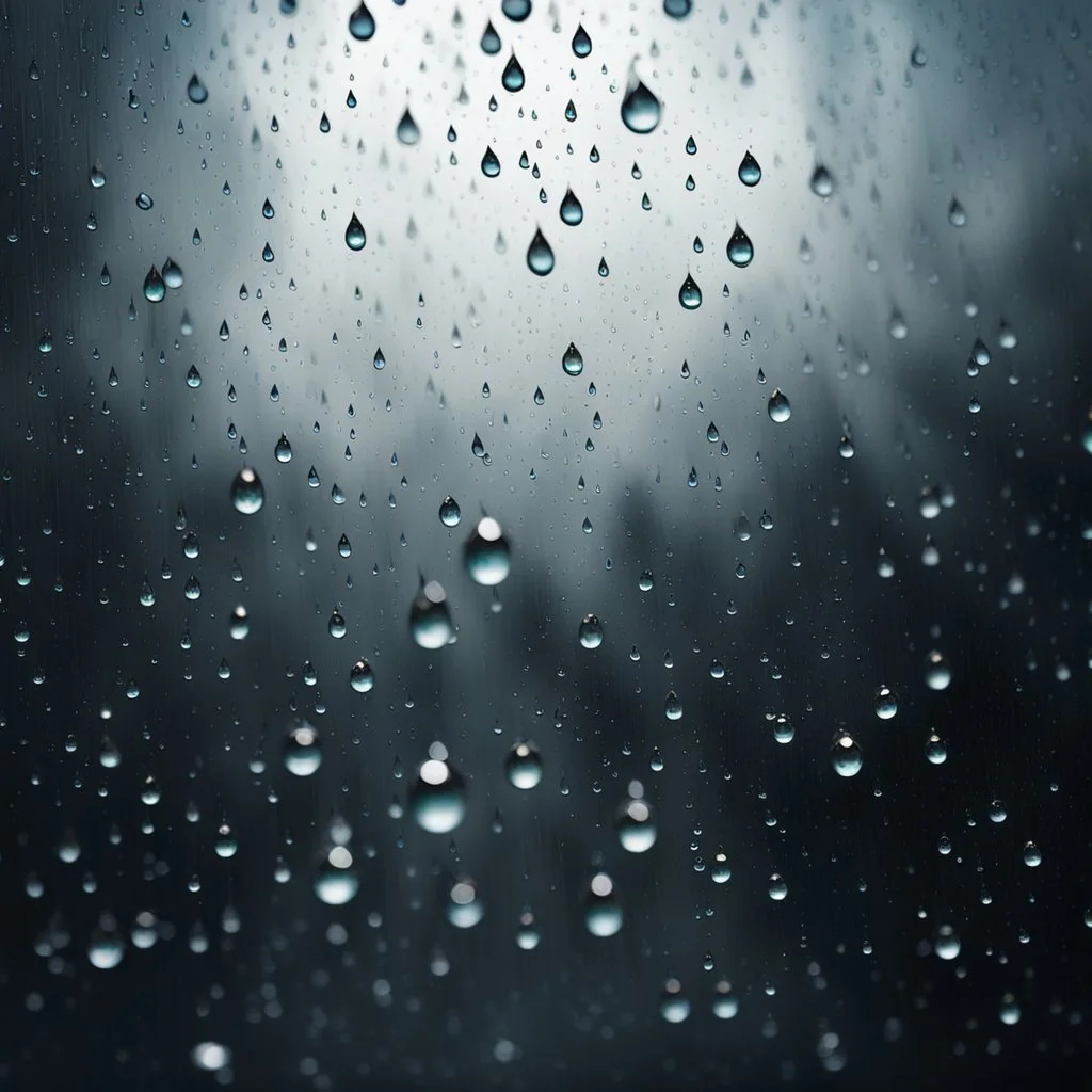 Hyper Realistic Rain Drops & Droplets Texture on Glass with dramatic & cinematic ambiance