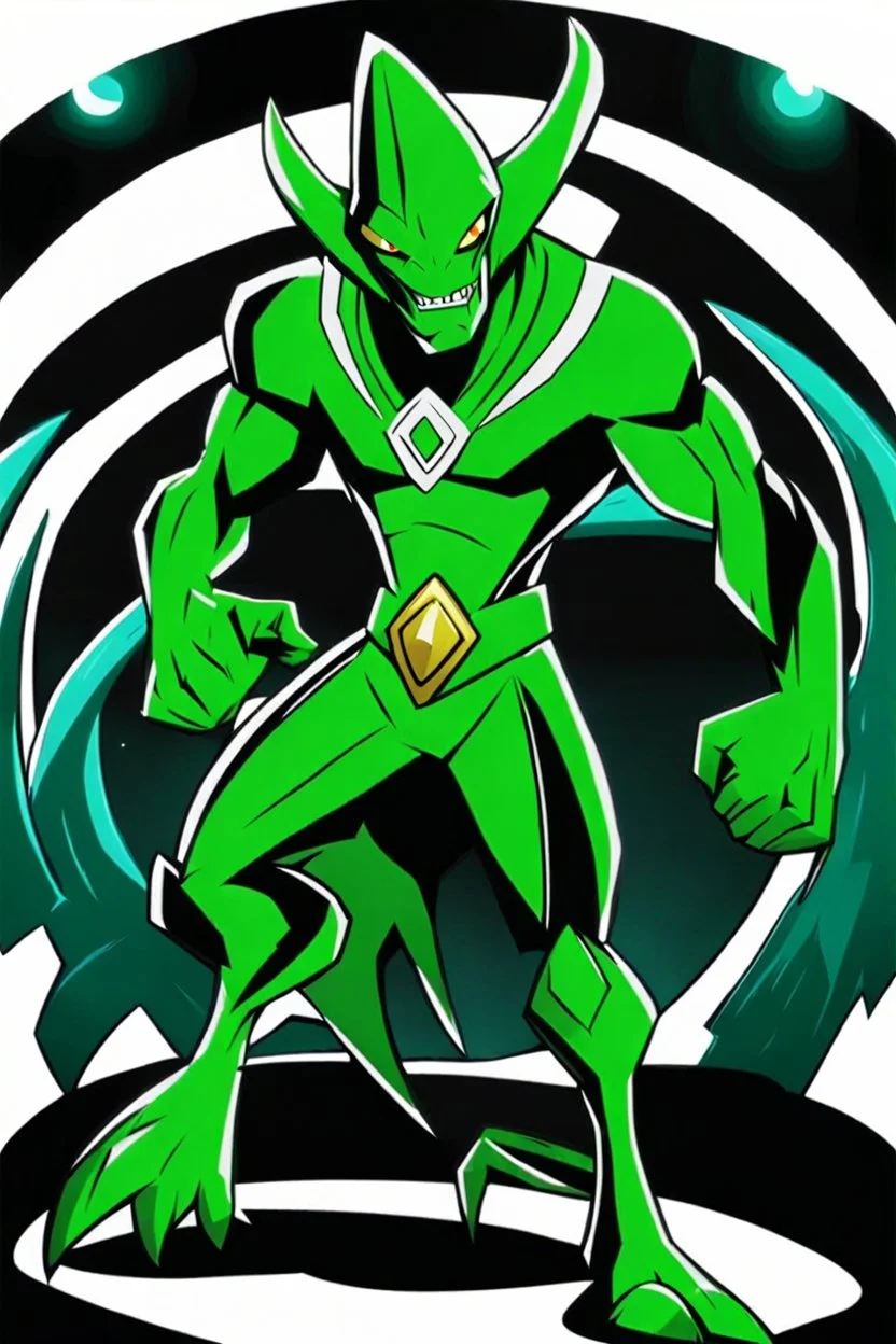 alien From Ben 10 cartoon. Strong, fit body. From his faction. Shark. Advanced jewels and metal. Dark magic. Power and luxury