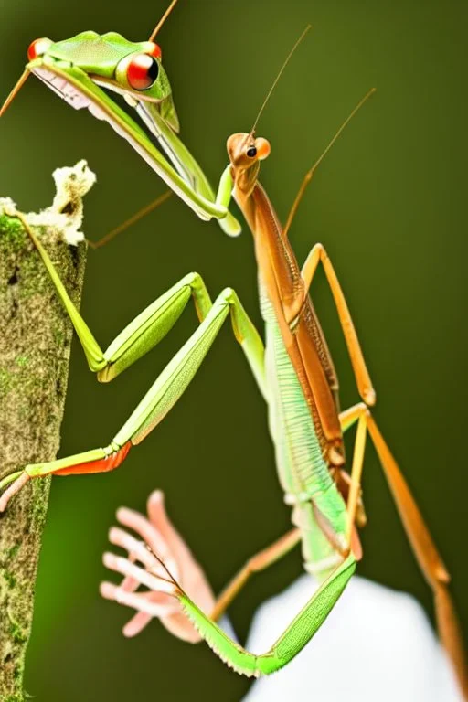 Giant praying mantis eating a human