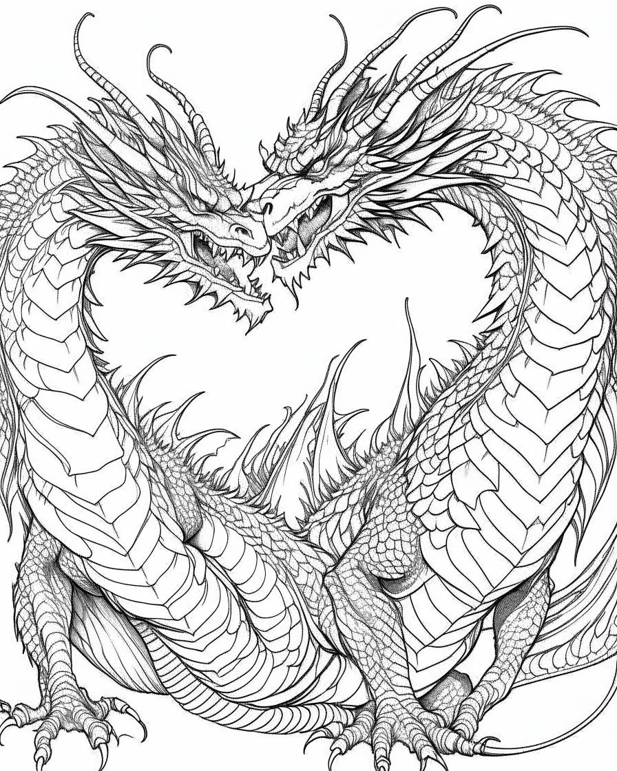 real two big dragon coloring page,easy to color,no black at all