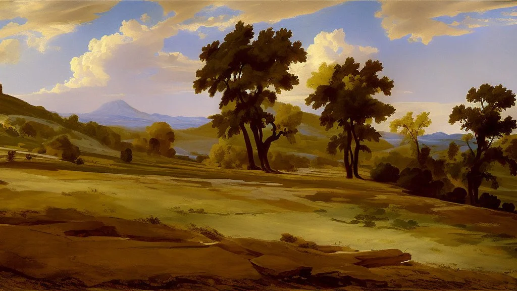 texas hill landscape by poussin