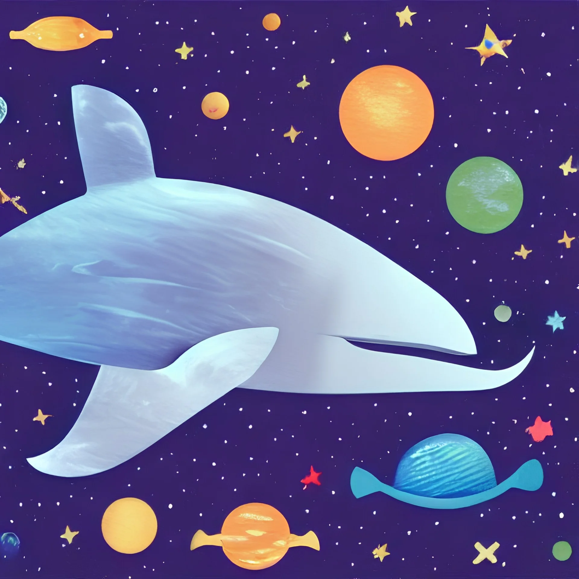 Mechanical whale in outer space