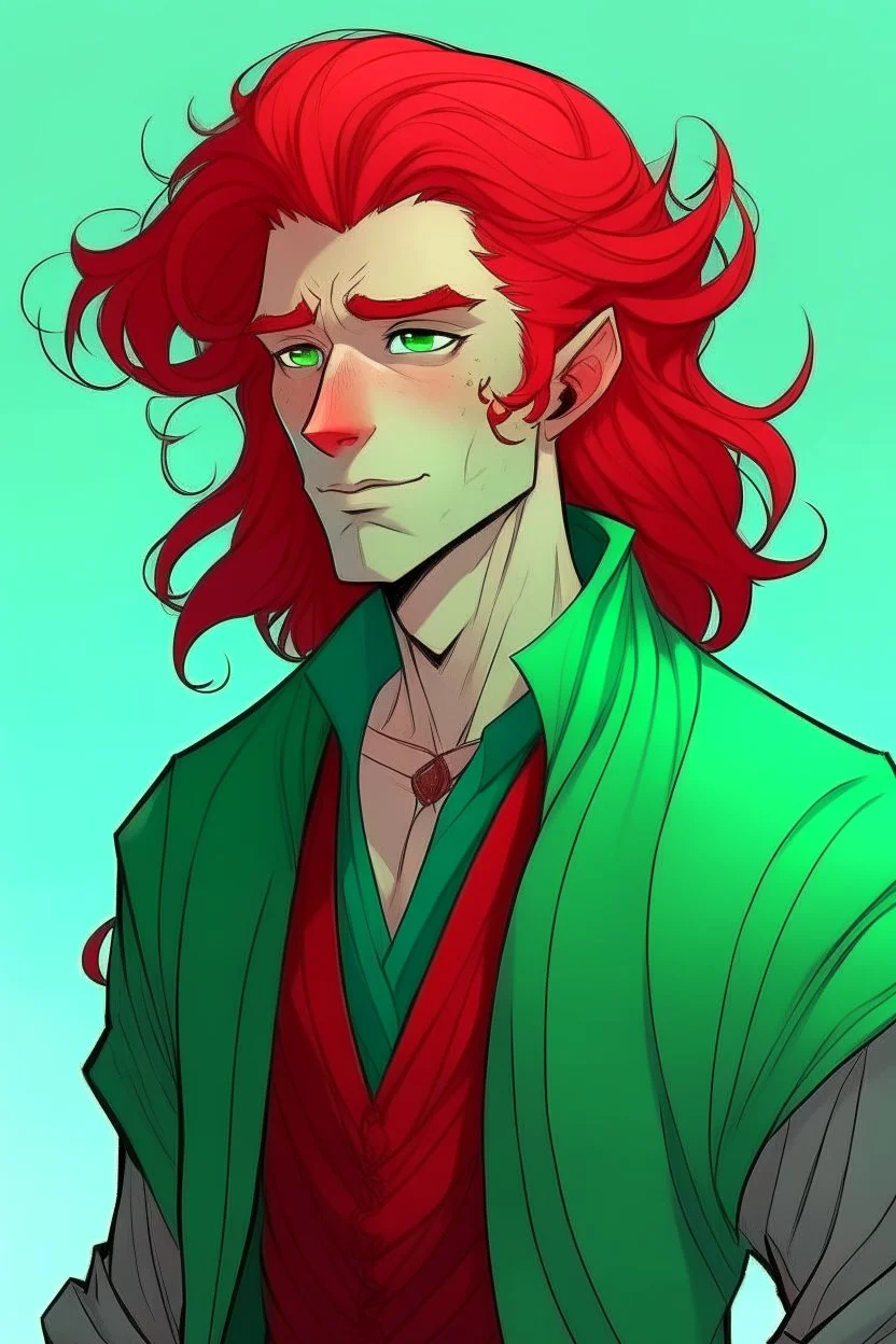 red with green haired nereid male dnd