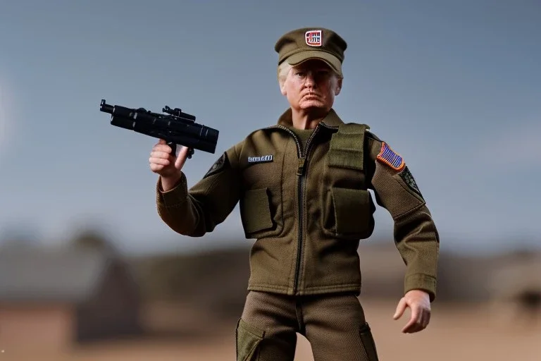 G.I. Joe toy doll army soldier Donald Trump, gun,boots, berets, high definition, elbow, legs, hands