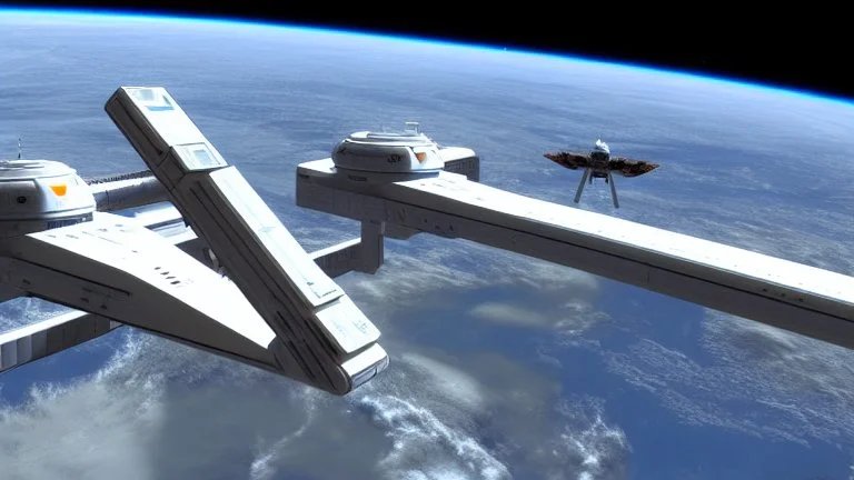 starship docking at a large future space station