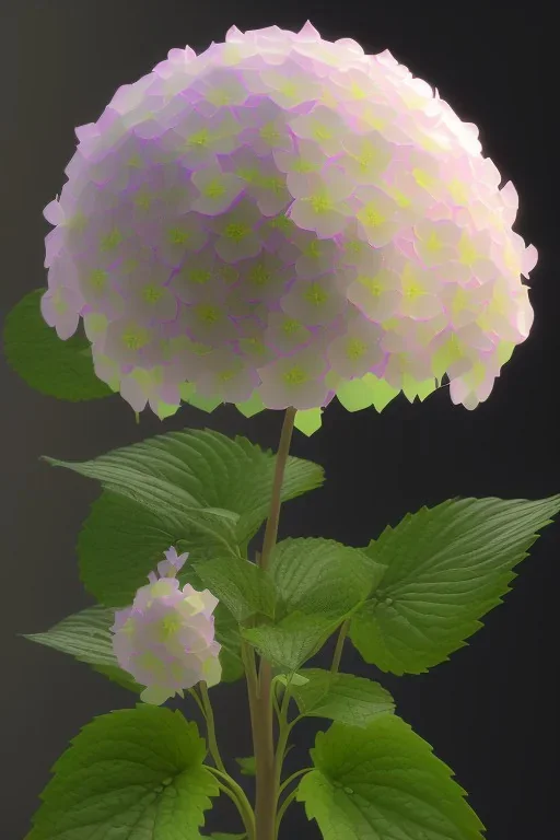 an isolated translucent hydrangea plant, 3d render, art nouveau style, ultra realistic, masked transparent flat background, backlight, popular on sketchfab, pixelsquid, 8k, volumetric lighting, super focused, no blur, trending on artstation, octane render, ultra detailed, hyperrealistic, by artgerm and alphonse mucha